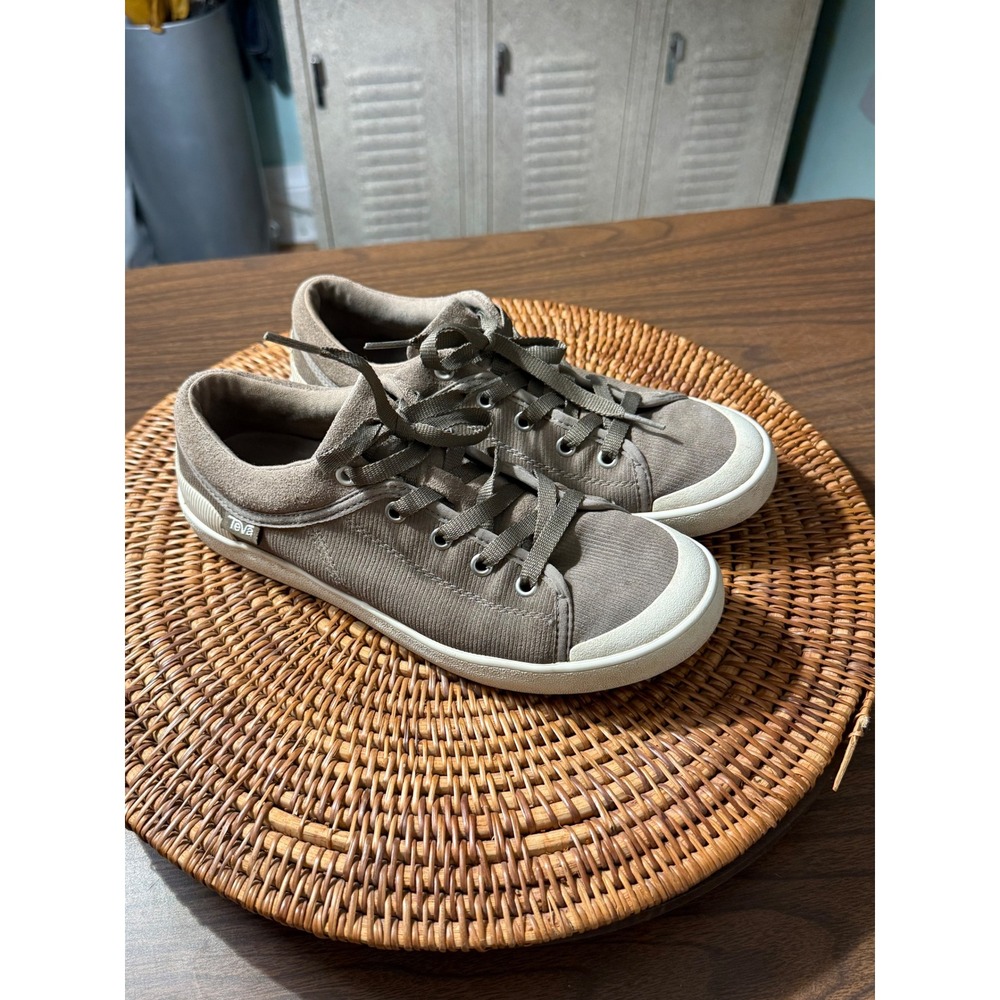 Teva Freewheel Corduroy Sneakers Womens Taupe Brown Low Top Lace Up Shoes